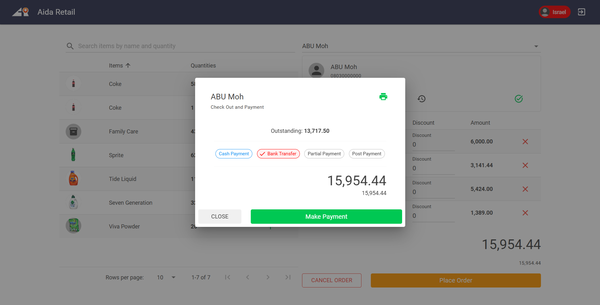 Aida Retail Terminal with Checkout and Payment